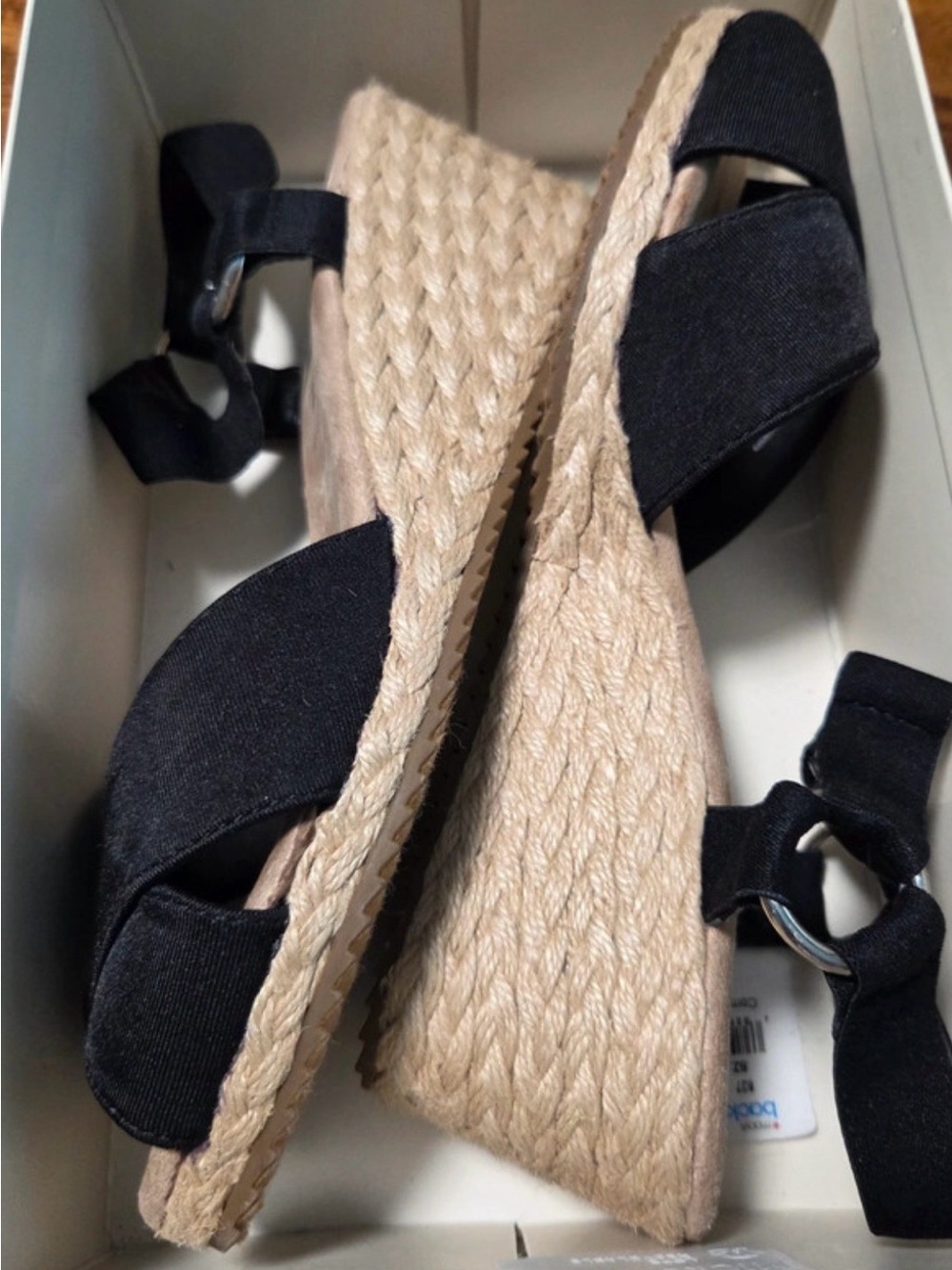 Anne Klein Black Espadrille Wedge Sandals